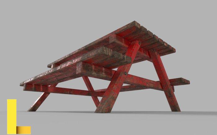 Red Old Picnic Table | CGTrader