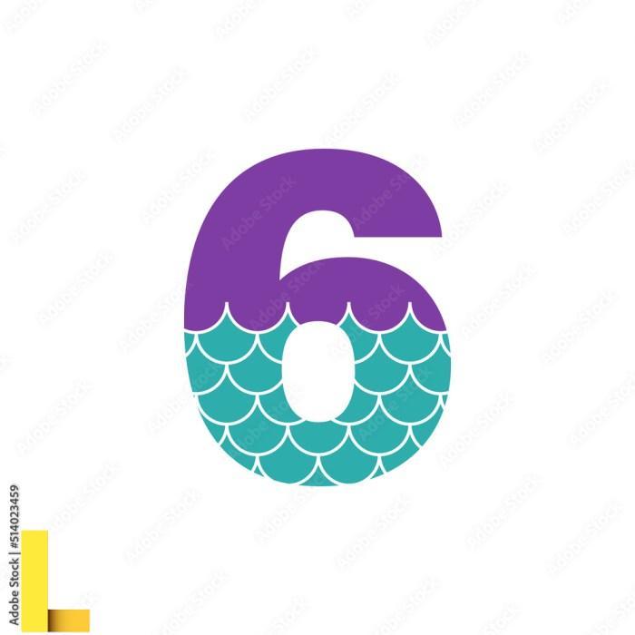 Mermaid birthday number 6. Clipart image isolated on white background ...