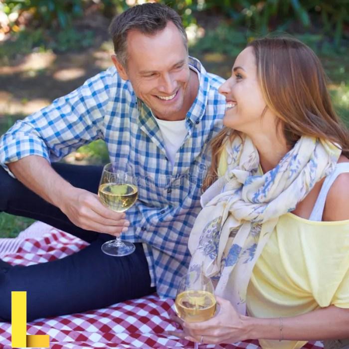 Enjoying a Quiet and Secluded Picnic. a Married Couple Enjoying a ...