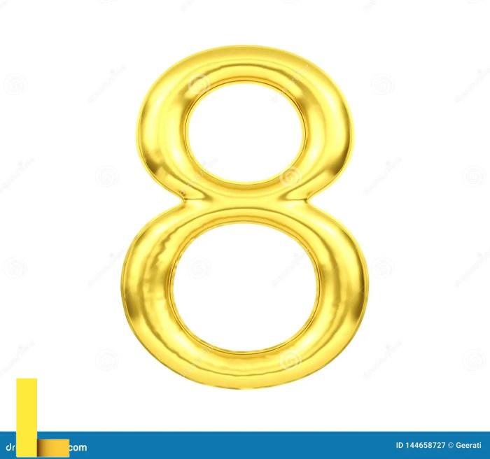 Numeral 8, Golden Balloon Number Eight Isolated On White Background, 3D ...