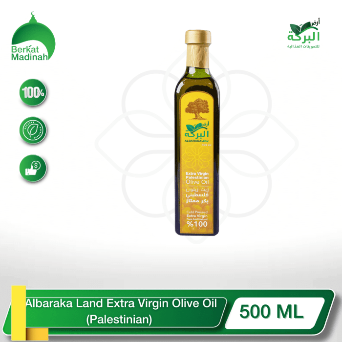 Albaraka Extra Virgin Olive Oil 500 Ml Palestinian Premium