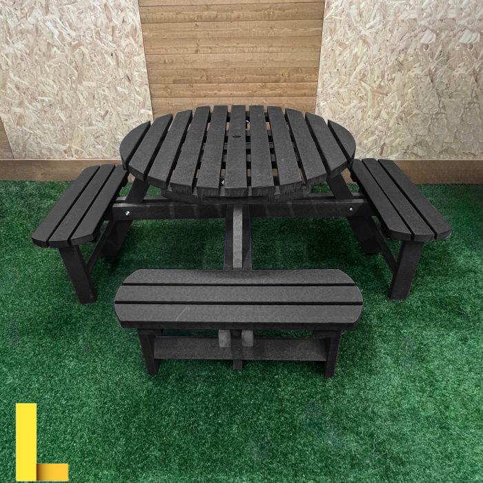 Black Recycled Plastic Composite Winchester Round Picnic Table ...