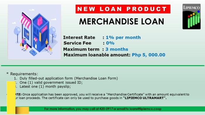 LIPIEMCO | NEW LOAN PRODUCT “MERCHANDISE LOAN”