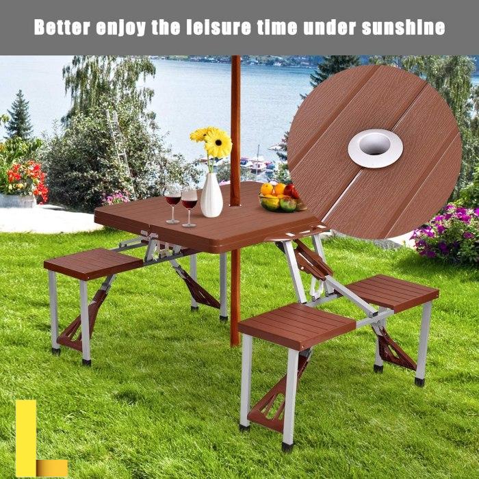 Portable Folding Picnic Table with Umbrella Hole – Dazzling Decor