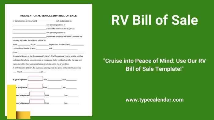 Recreational vehicle rv bill of sale