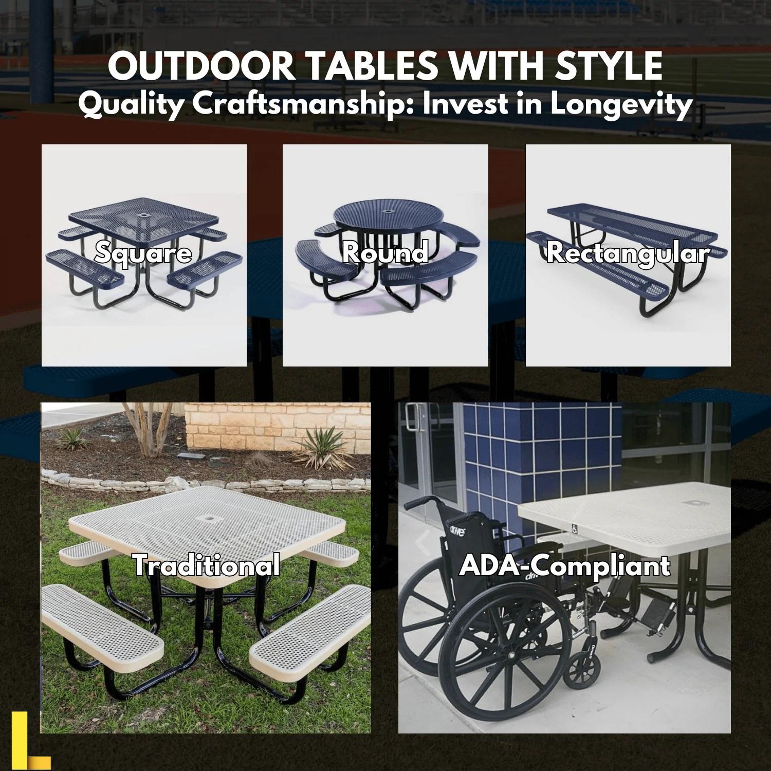 ADA-Accessible Rectangular Outdoor Handicap Picnic Tables – Coated ...