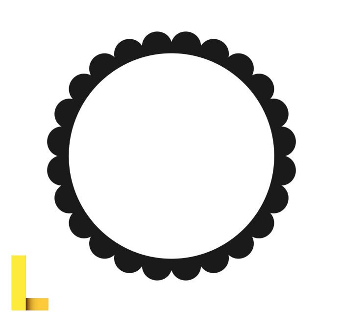 Circle scalloped frame. Scalloped edge round shape. Simple label and ...
