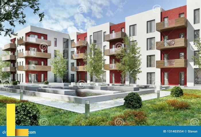 Modern Residential Building and Recreation Area Stock Photo - Image of ...