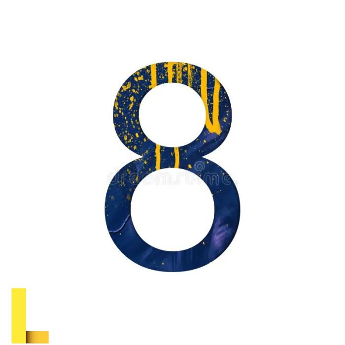 Number 8 Illustration On Isolated Background. Watercolor Alphabet ...