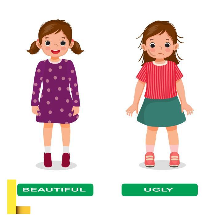 Opposite adjective antonym words beautiful and ugly illustration of ...