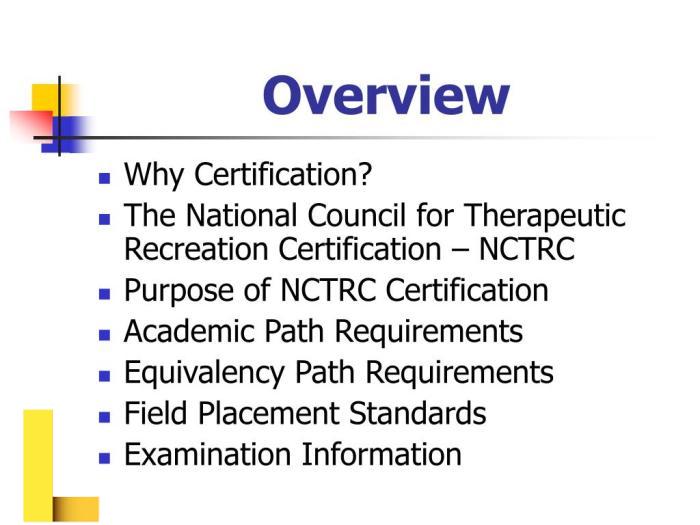 Recreation certification