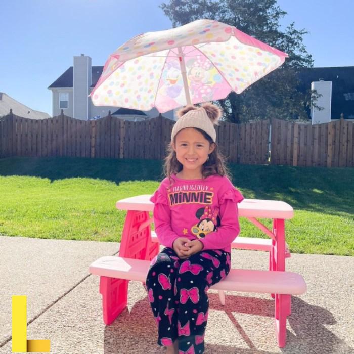 Minnie mouse picnic table with umbrella
